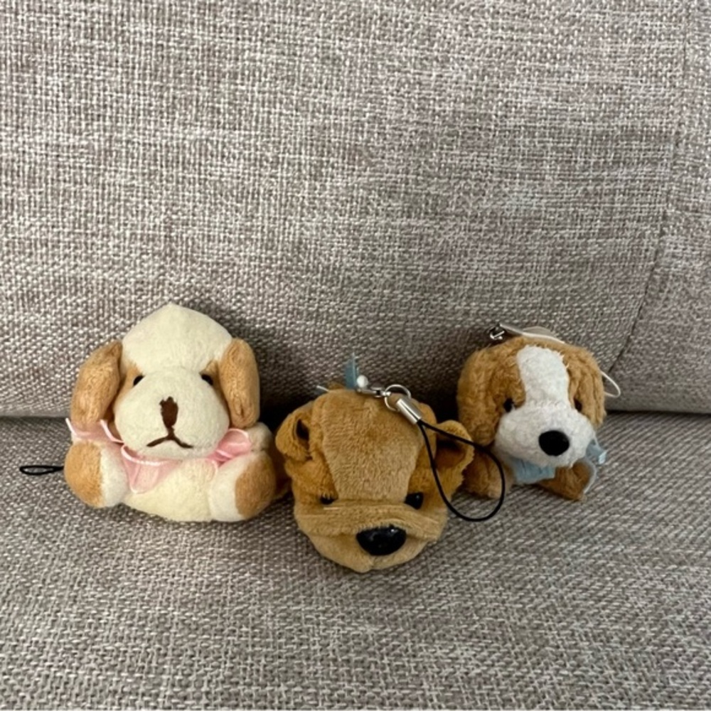 Cute plush puppy keychain charms